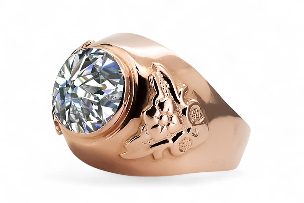 Vintage Zircon Ring in 14K Rose Gold (vrc078r-zi) — side view showing the setting
