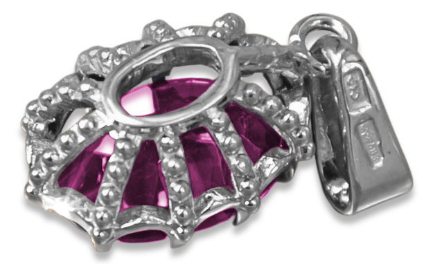 Vintage Amethyst Pendant in Sterling Silver (vpc008s-am) — full view of the piece