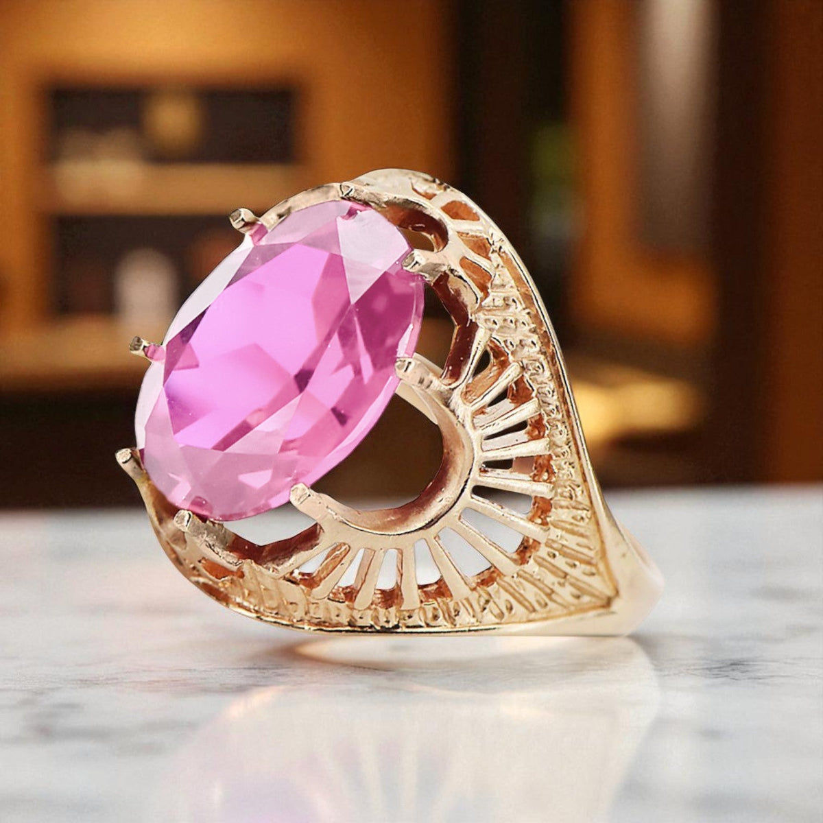 Vintage Amethyst Ring in 14K Rose Gold (vrc003r-am)