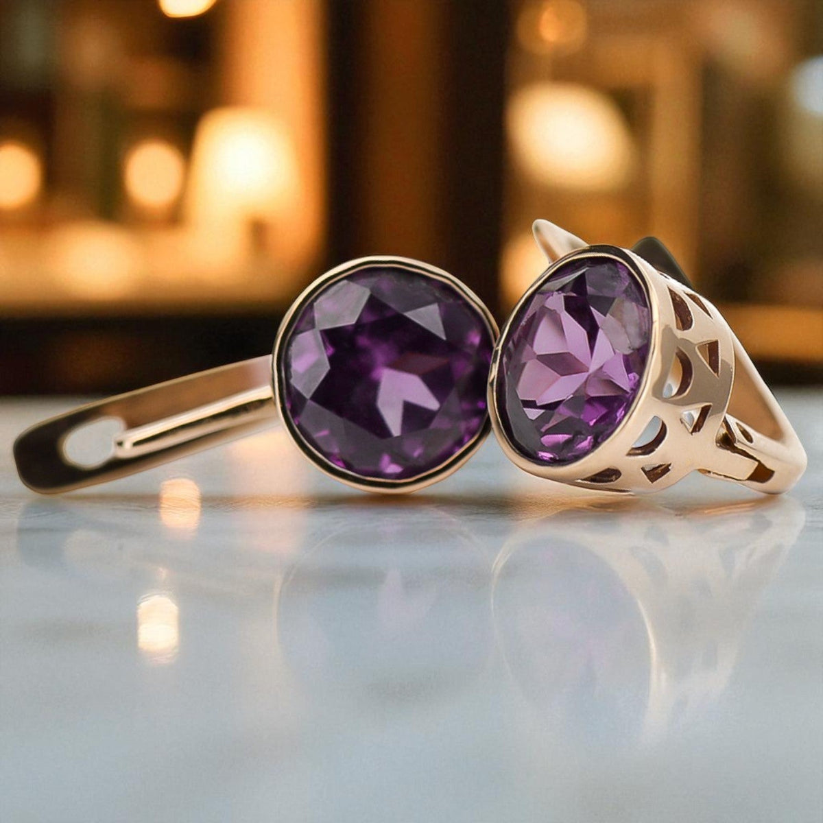 Vintage Amethyst Earrings in 14K Rose Gold (vec107r-am)