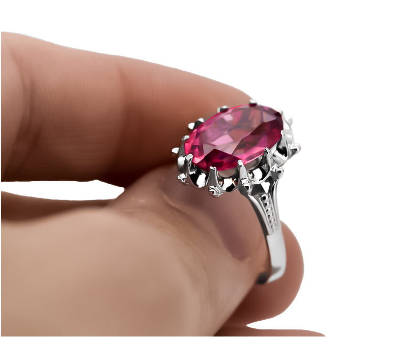 Vintage Ruby Ring in Sterling Silver (vrc079s-rb) — full view of the piece