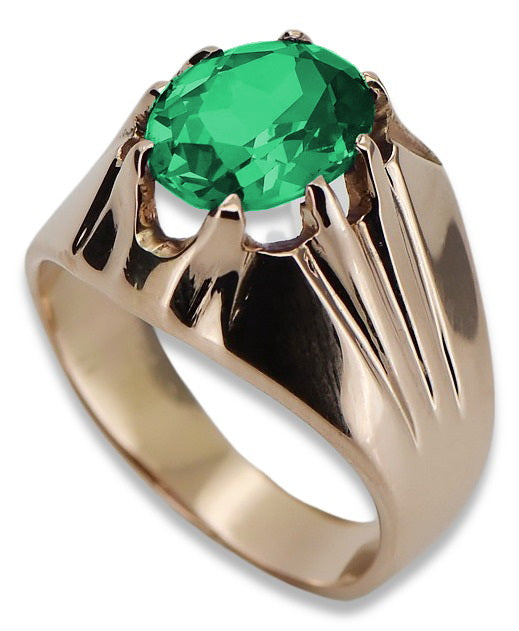 Vintage Emerald Ring in 14K Rose Gold (vrc016r-em) — back view with the clasp