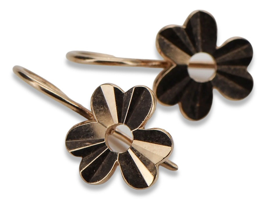 Vintage Leaf Earrings in 14K Rose Gold (ven120) — view 5