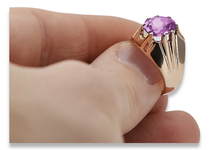 Vintage Amethyst Ring in 14K Rose Gold (vrc016r-am) — close-up of the hallmark on the inner band
