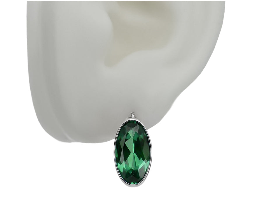 Vintage Emerald Earrings in Sterling Silver (vec001s-em) — side view showing the setting