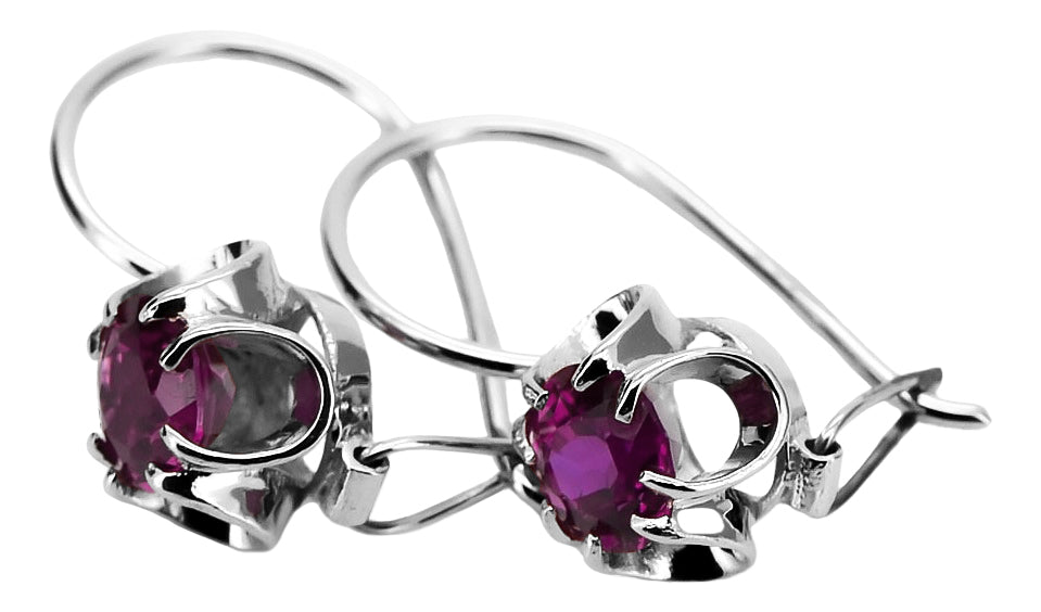 Vintage Amethyst Earrings in Sterling Silver (vec035s-am) — full view of the piece