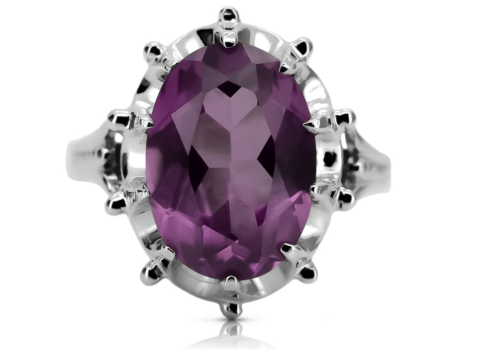 Vintage Amethyst Amethist Ring in Sterling Silver (vrc079s-am)