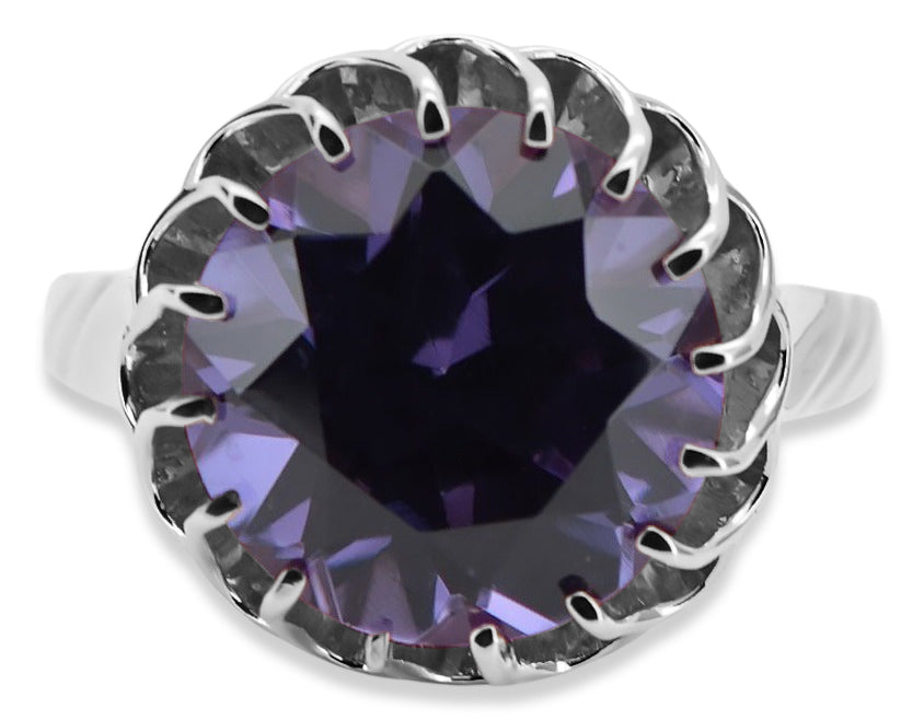 Vintage Alexandrite Ring in Sterling Silver (vrc035s-ax) — side view showing the setting