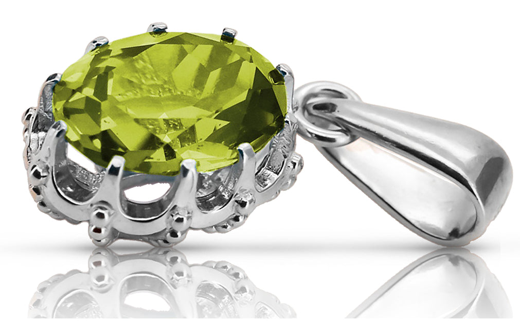 Vintage Yellow Peridot Pendant in Sterling Silver (vpc008s-yp)