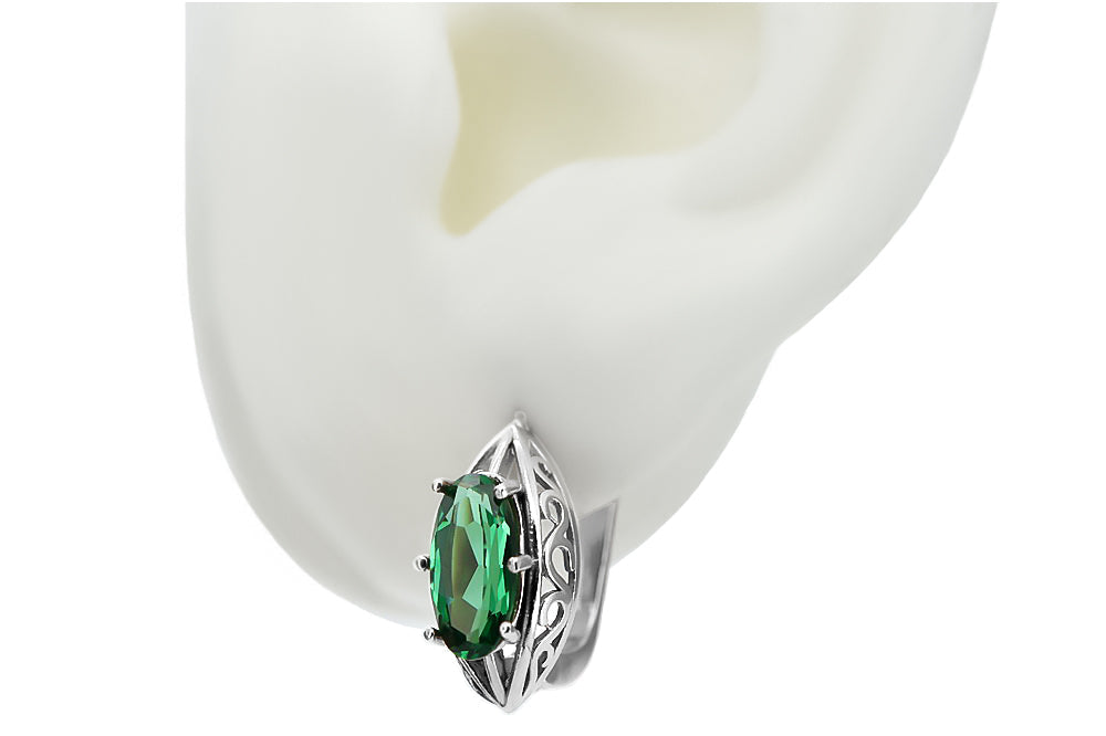Vintage Emerald Earrings in Sterling Silver (vec141s-em) — close-up of the hallmark on the inner band