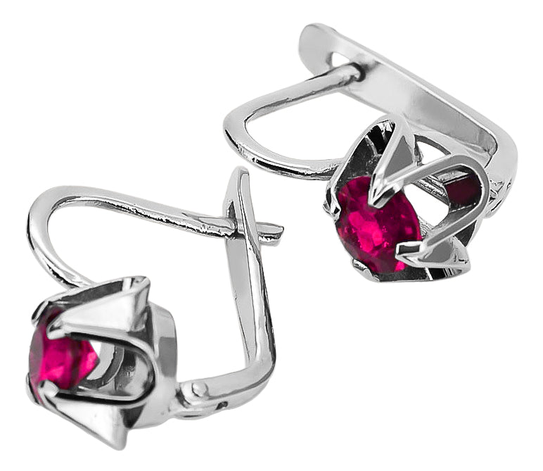 Vintage Ruby Earrings in Sterling Silver (vec018s-rb) — close-up of the hallmark on the inner band