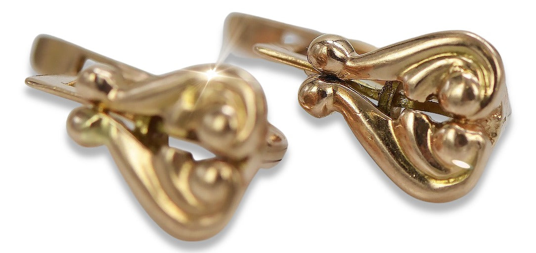 Vintage Heart Earrings in 14K Rose Gold (ven132) — worn on the neckline, showing the drape