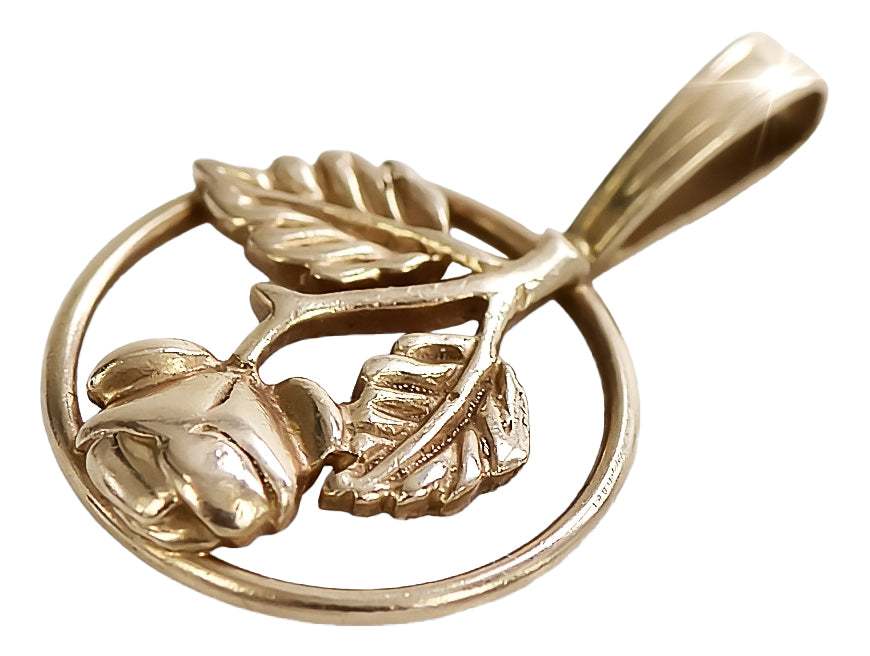 Vintage Rose Pendant in 14K Rose Gold (vpn050) — view 2