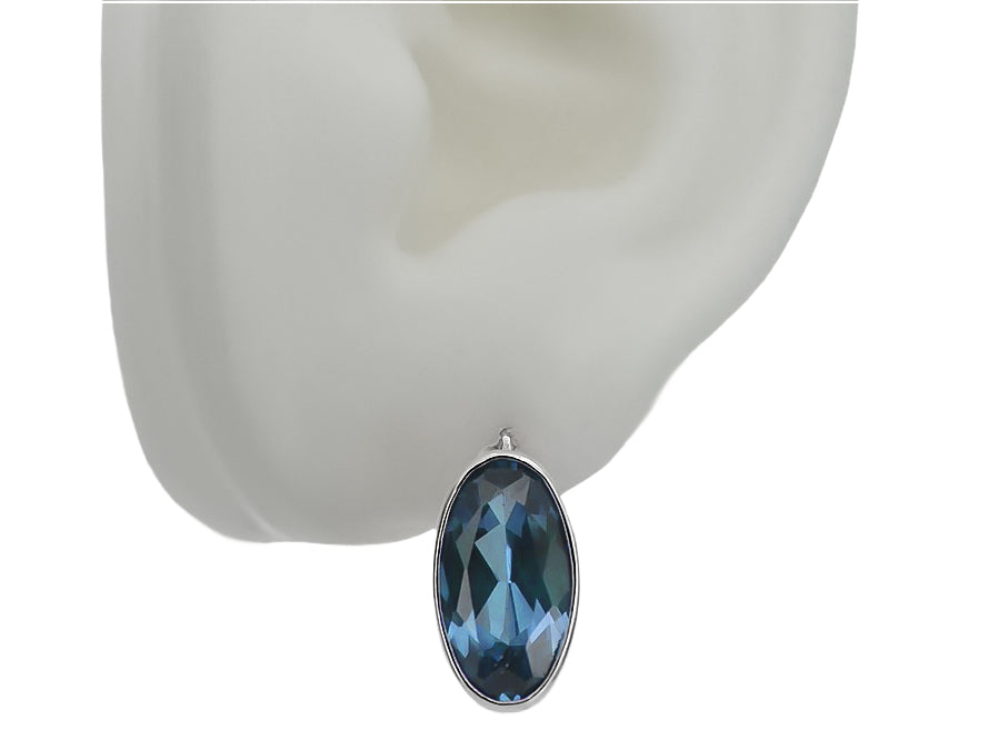 Vintage Alexandrite Aquamarine Earrings in Sterling Silver (vec001s-aq) — side view showing the setting