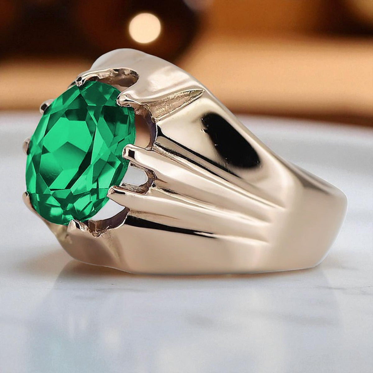 Vintage Emerald Ring in 14K Rose Gold (vrc016r-em)