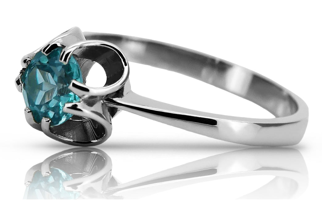 Vintage Aquamarine Ring in Sterling Silver (vrc348s-aq)