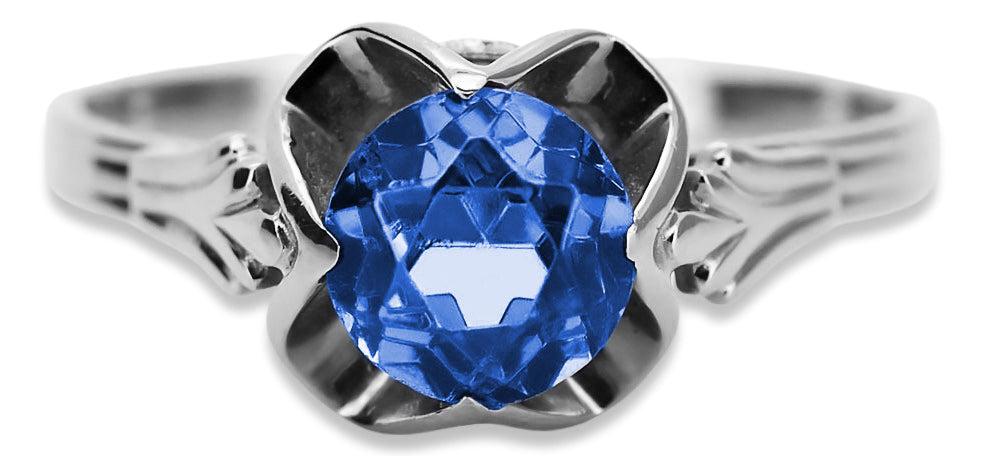 Vintage Sapphire Ring in Sterling Silver (vrc023s-sp) — side view showing the setting