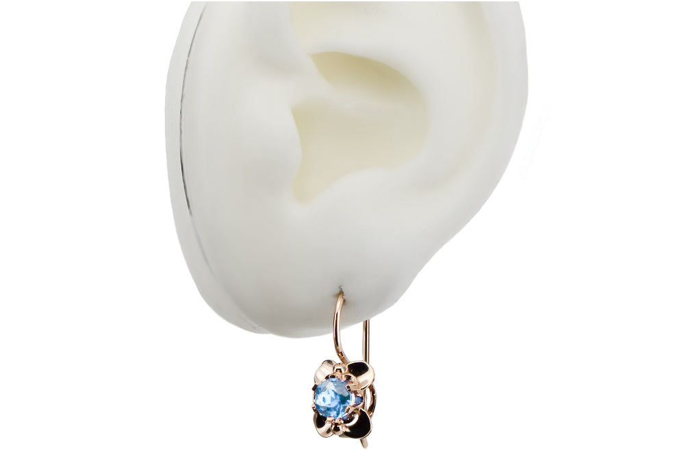 Vintage Aquamarine Earrings in 14K Rose Gold (vec116r-aq) — full view of the piece