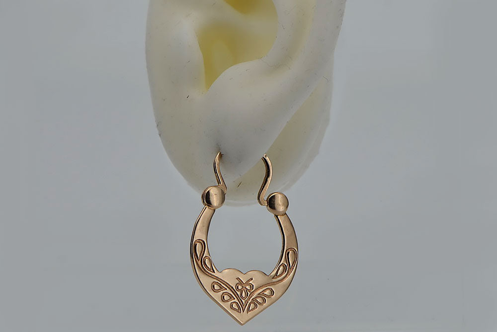 Vintage Gipsy Earrings in 14K Rose Gold (ven017) — full view of the piece