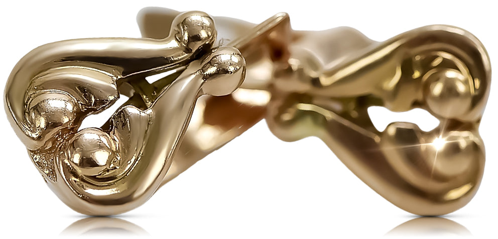 Vintage Heart Earrings in 14K Rose Gold (ven132) — full view of the piece