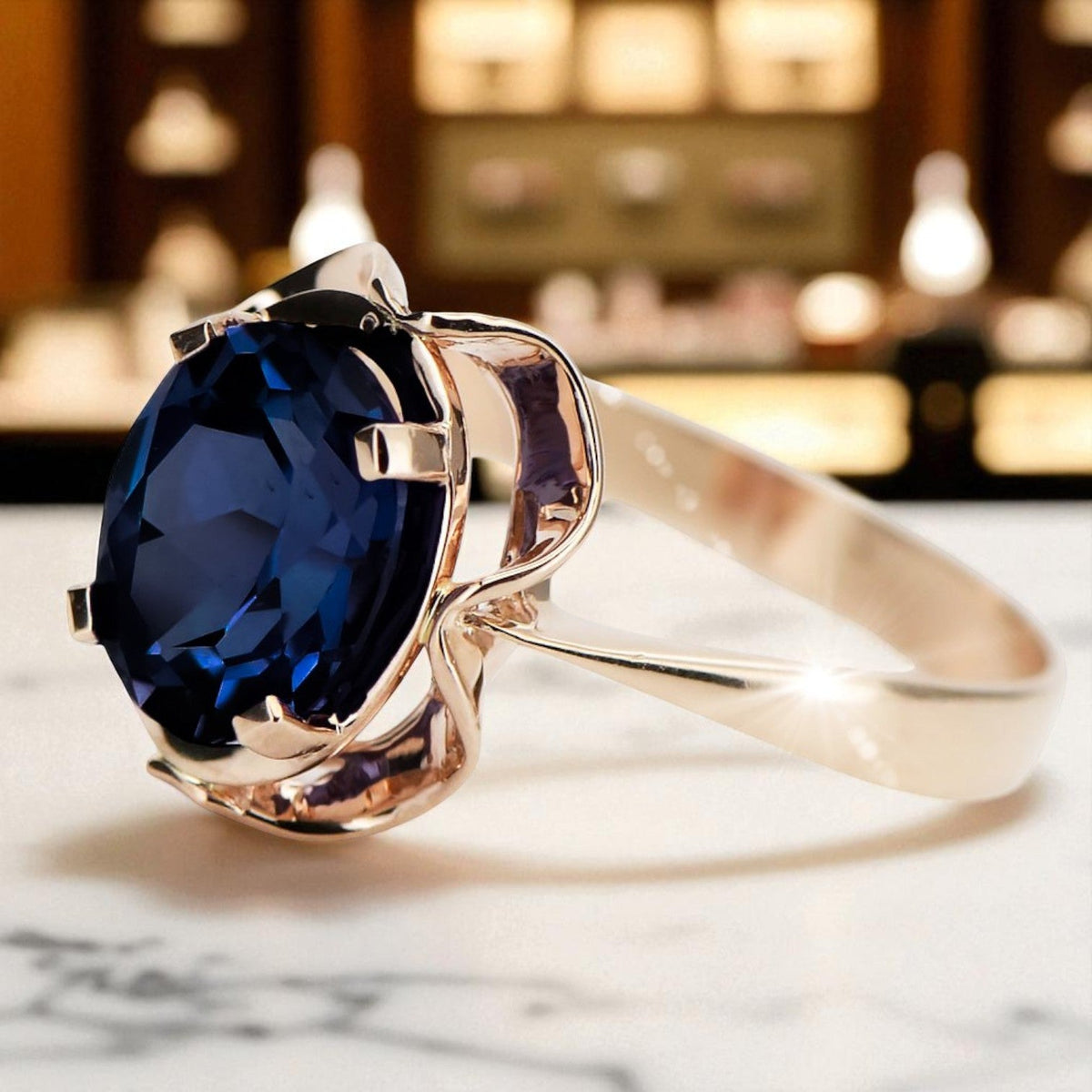Vintage Sapphire Ring in 14K Rose Gold (vrc206r-sp)