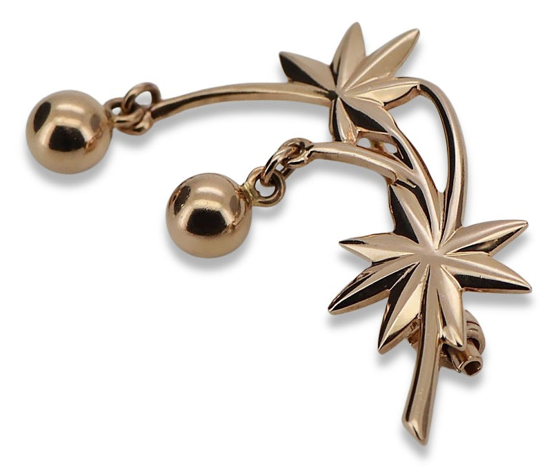 Vintage Brooch Vothr Pendant in 14K Rose Gold (1x6ciw) — close-up of the stone and setting