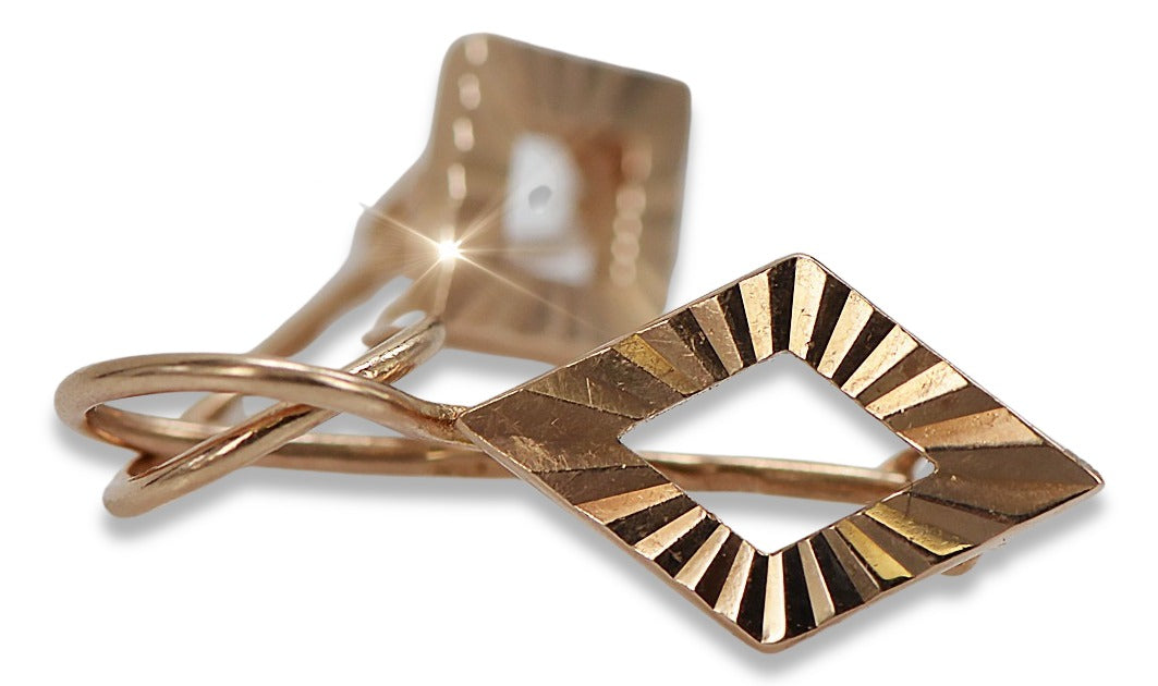 Vintage Square Earrings in 14K Rose Gold (ven144) — view 4