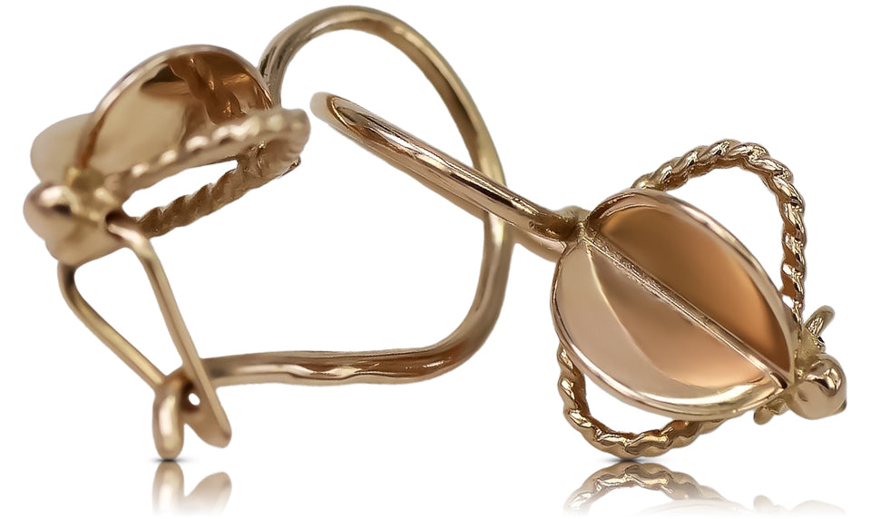 Vintage Leaves Earrings in 14K Rose Gold (ven068) — view 4
