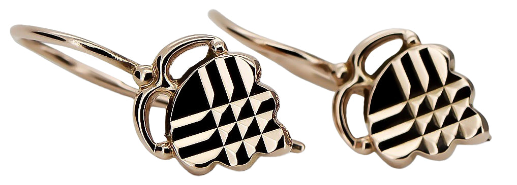 Vintage Leaf Earrings in 14K Rose Gold (ven009) — close-up of the stone and setting