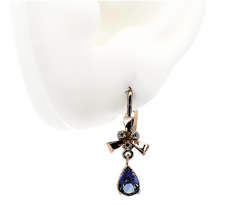 Vintage Sapphire Earrings in 14K Rose Gold (vec045r-sp) — close-up of the hallmark on the inner band