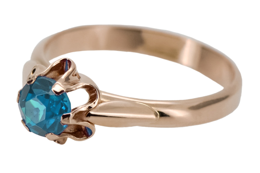 Vintage Aquamarine Ring in 14K Rose Gold (vrc094r-aq) — full view of the piece
