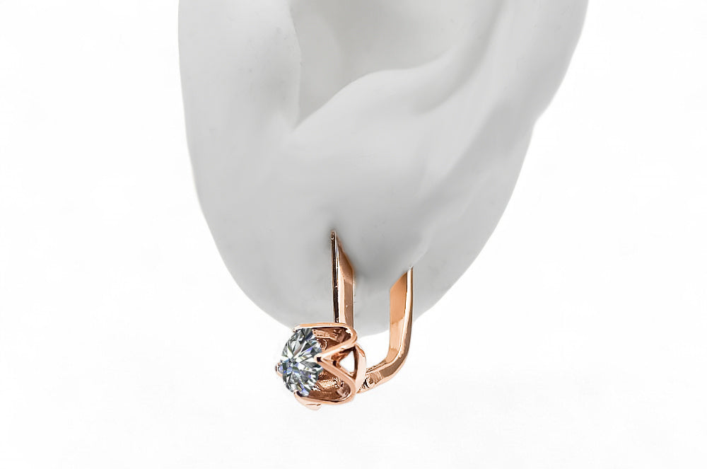 Vintage Zircon Earrings in 14K Rose Gold (vec005r-zi) — close-up of the hallmark on the inner band