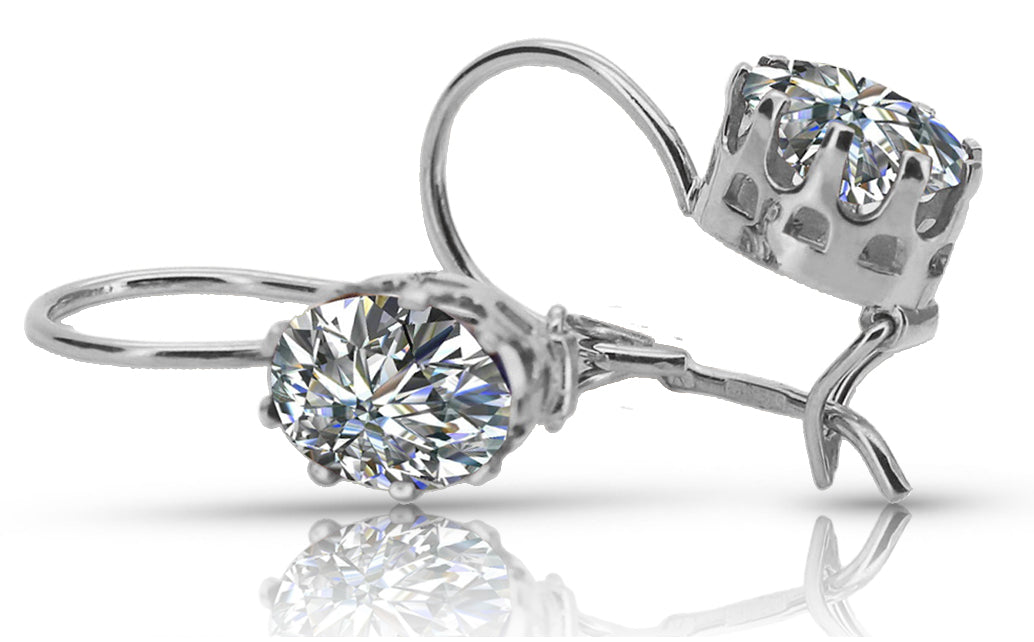 Vintage Zircon Earrings in Sterling Silver (vec196s-zi)