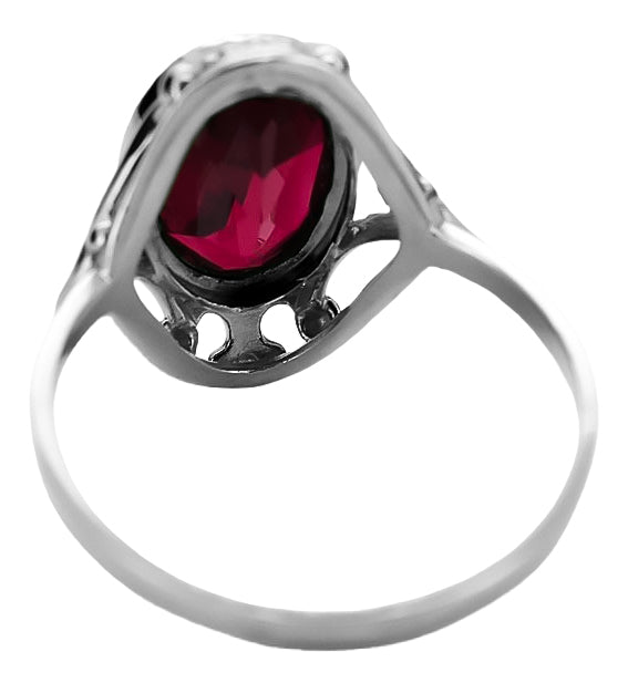 Vintage Ruby Ring in Sterling Silver (vrc128s-rb) — full view of the piece