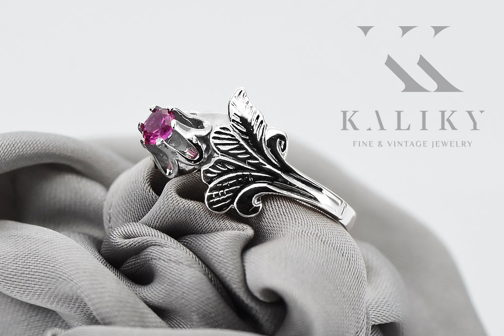 Vintage Amethyst Ring in Sterling Silver (vrc169s-am) — close-up of the hallmark on the inner band