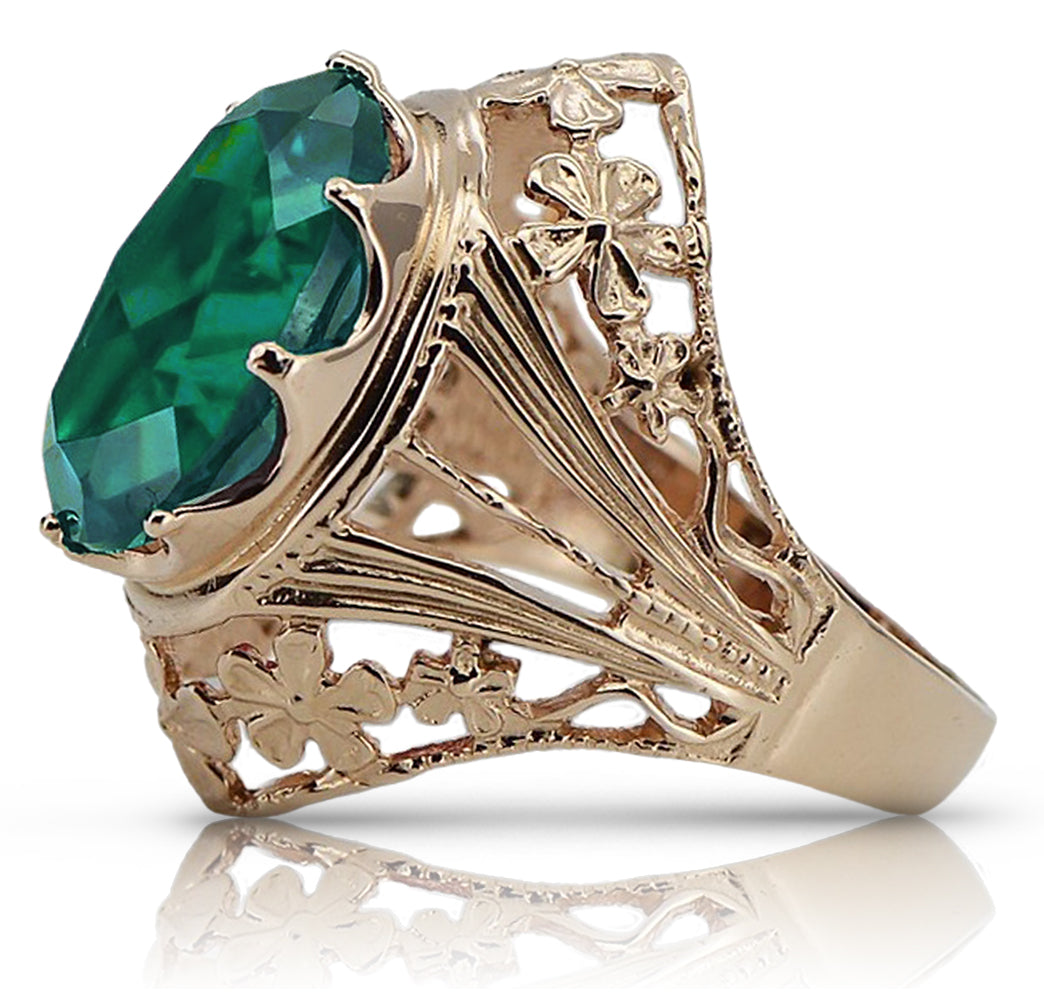 Vintage Emerald Ring in 14K Rose Gold (vrc031r-em) — full view of the piece