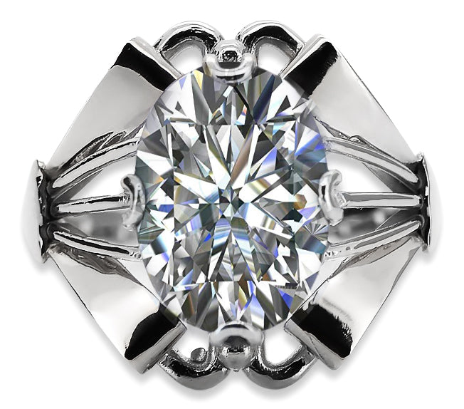 Vintage Zircon Cubic Ring in Sterling Silver (vrc015s-zi) — worn on the hand, showing profile