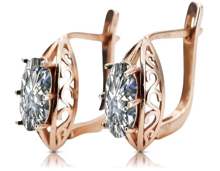 Vintage Zircon Earrings in 14K Rose Gold (vec141r-zi) — full view of the piece