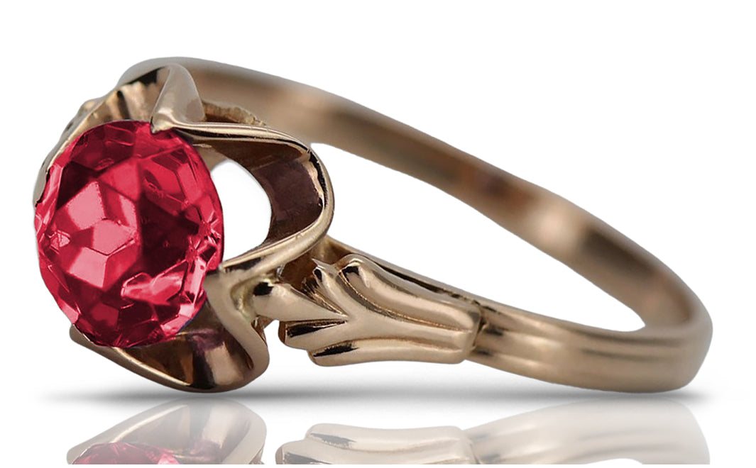 Vintage Ruby Ring in 14K Rose Gold (vrc023r-rb) — full view of the piece