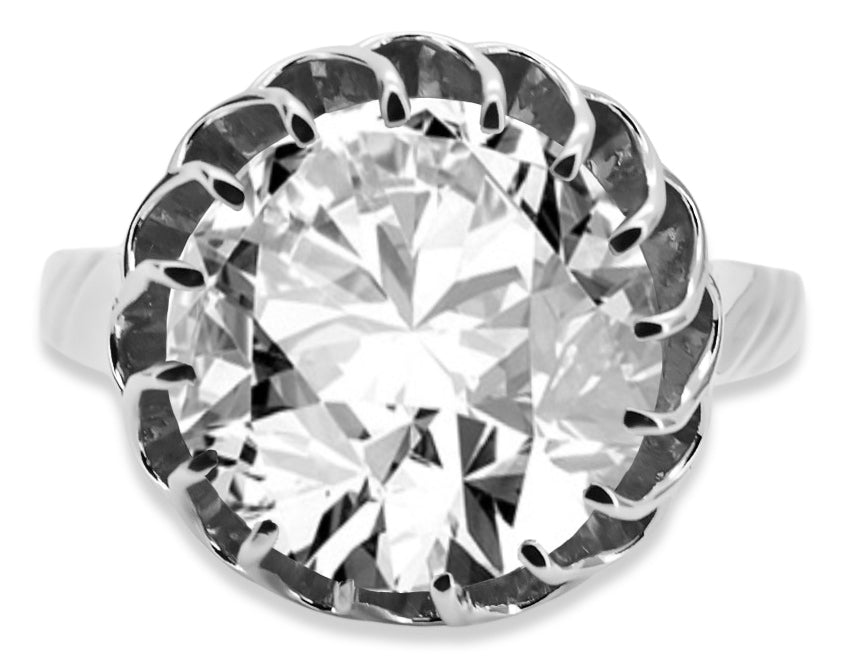 Vintage Zircon Ring in Sterling Silver (vrc035s-zi) — side view showing the setting