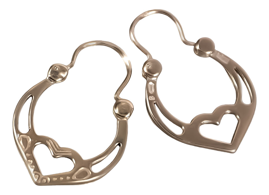 Vintage Gipsy Earrings in 14K Rose Gold (ven024) — close-up of the hallmark on the inner band