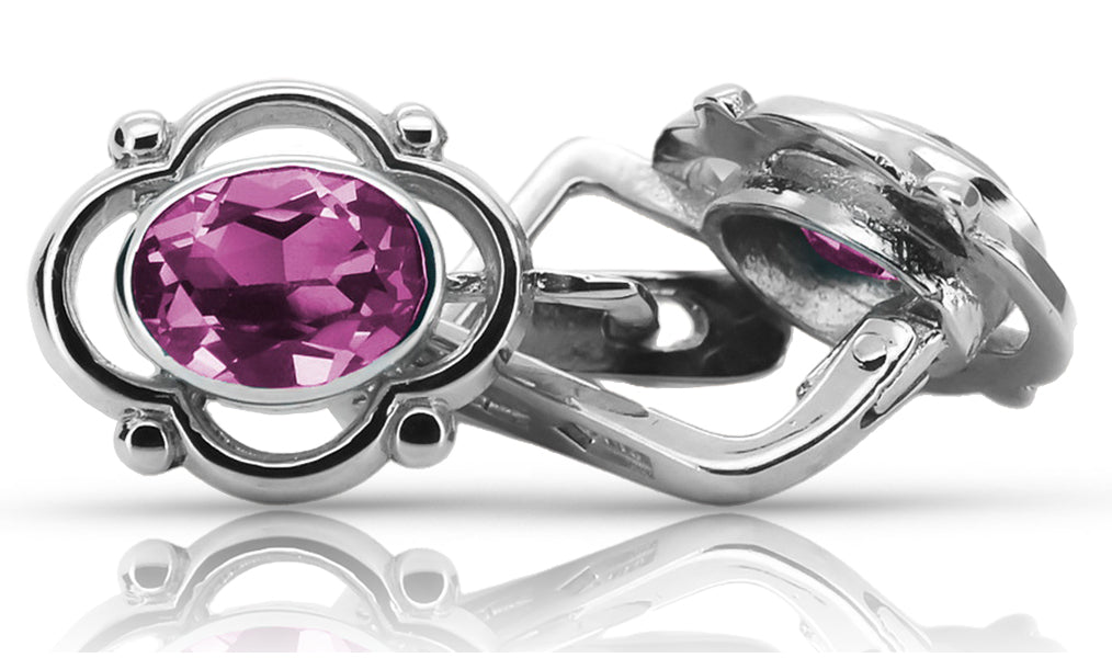 Vintage Amethyst Earrings in Sterling Silver (vec033s-am) — full view of the piece
