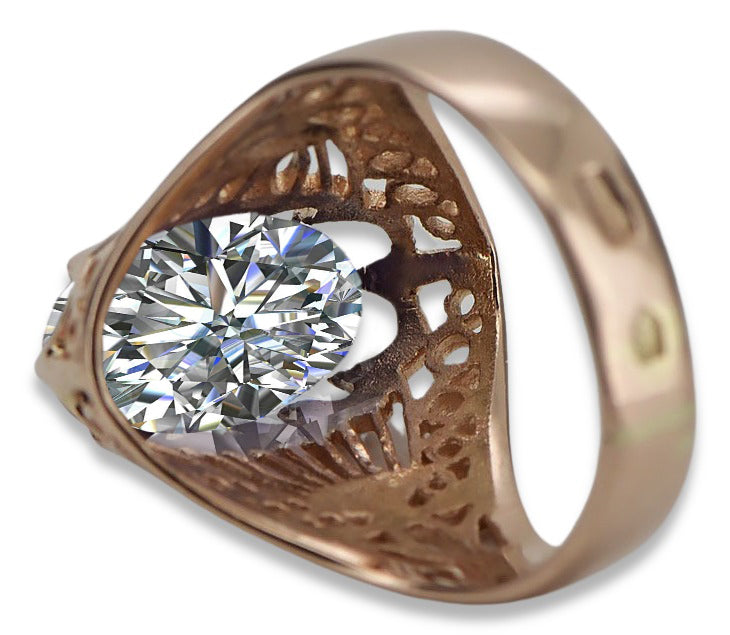 Vintage Zircon Ring in 14K Rose Gold (vrc020r-zi) — worn on the hand, showing profile