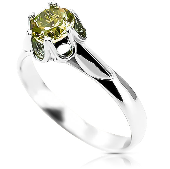 Vintage Yellow Peridot Ring in Sterling Silver (vrc122s-yp)