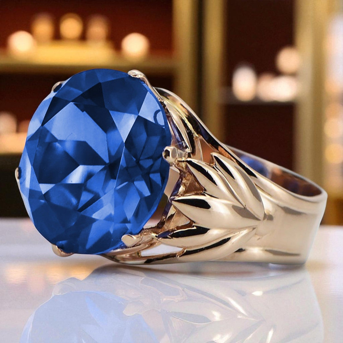 Vintage Sapphire Ring in 14K Rose Gold (vrc029r-sp)