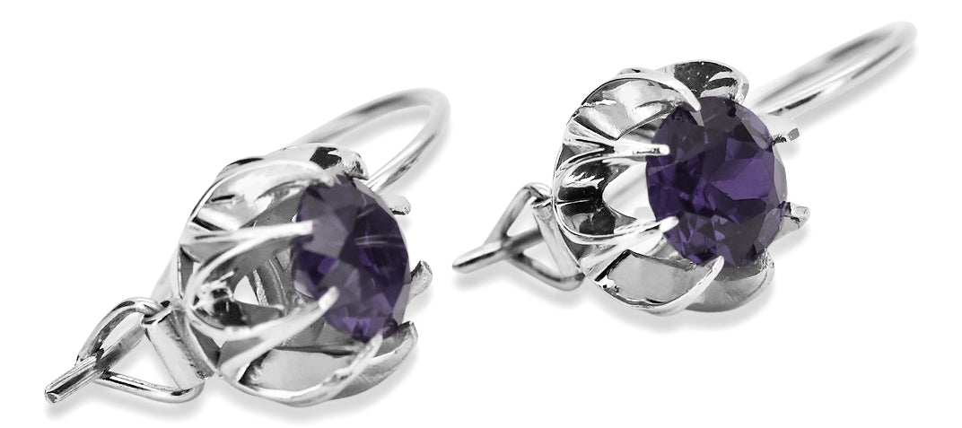 Vintage Alexandrite Earrings in Sterling Silver (vec062s-ax) — full view of the piece