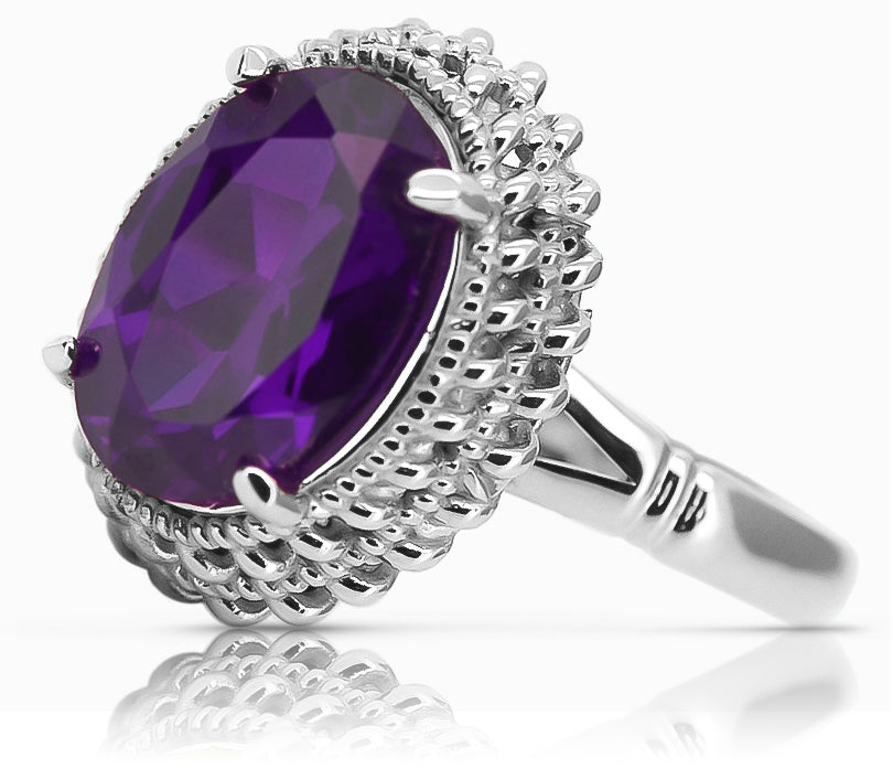 Vintage Alexandrite Ring in Sterling Silver (vrc068s-ax) — side view showing the setting
