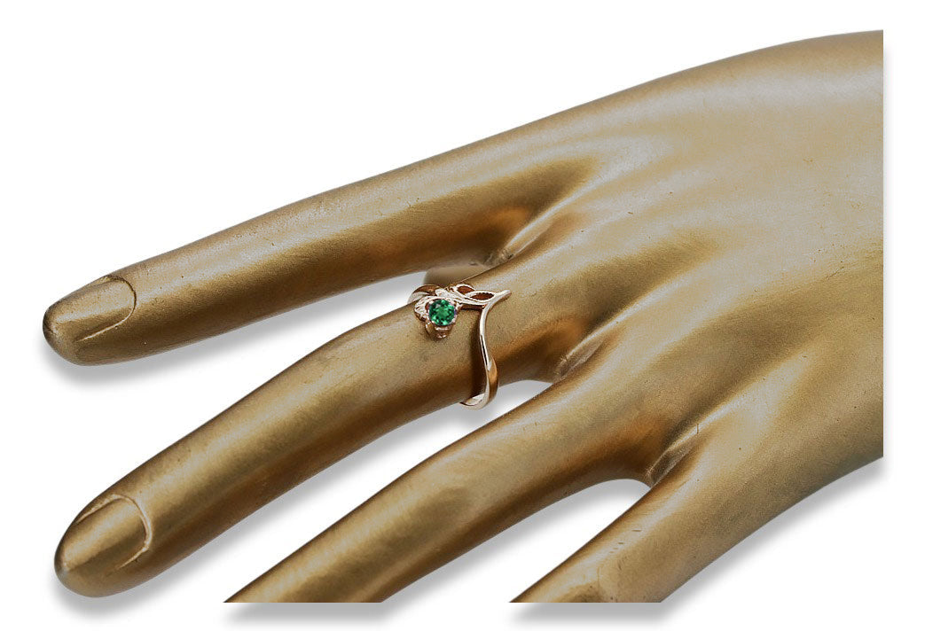 Vintage Emerald Ring in Sterling Silver (vrc095s-em) — full view of the piece