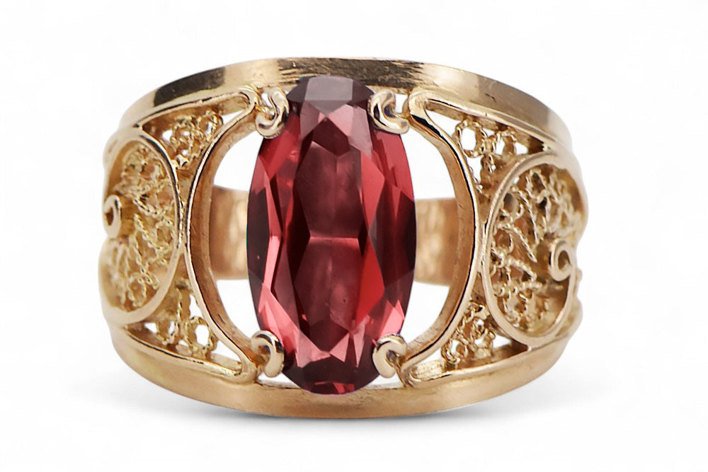 Vintage Ruby Ring in 14K Rose Gold (vrc057r-rb) — close-up of the hallmark on the inner band