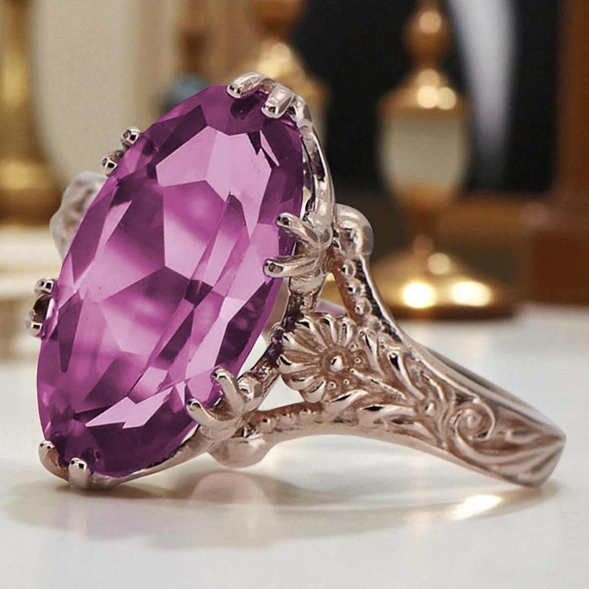 Vintage Amethyst Ring in 14K Rose Gold (vrc084r-am)
